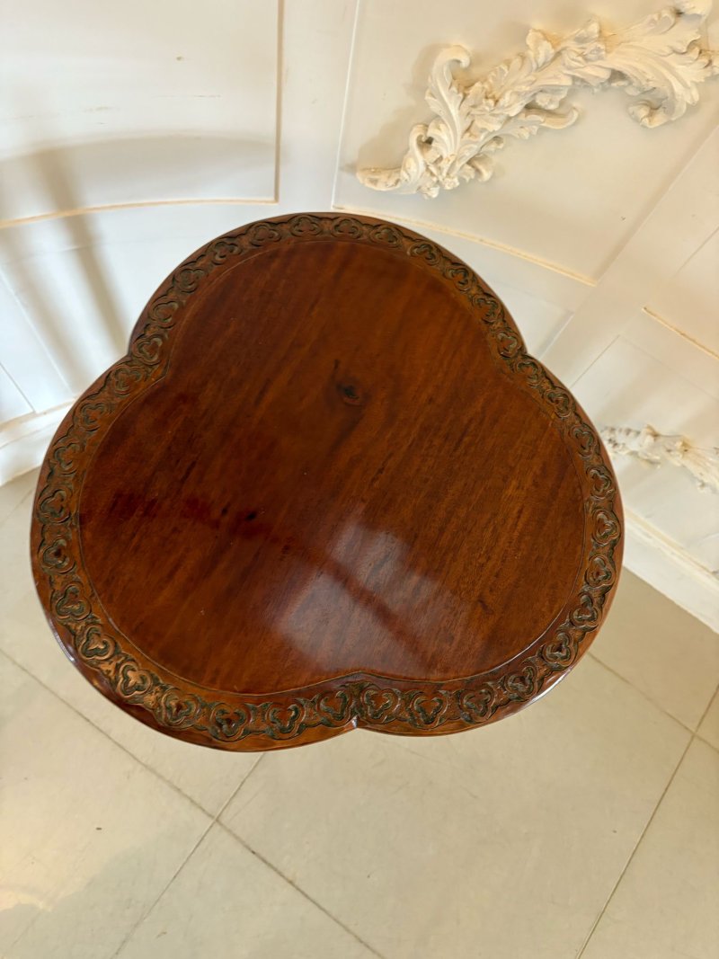 Antique Edwardian Carved Mahogany Lamp Table